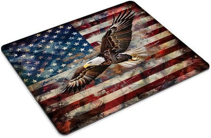 Square Mouse Pad Patriotic Bald Eagle with American Flag-1,Gaming Mouse Pads for Desk,Soft Computer Waterproof Non-Slip Mouse Mat