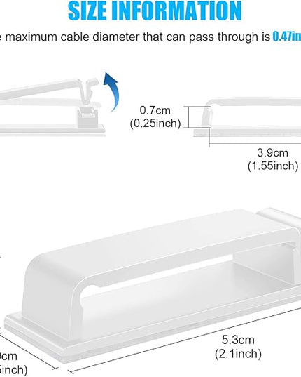 XHF 100 PCS Self Adhesive Cable Clips(L) White,Wire Clips Cable Management Wire Organizer Cord Holder for Under Desk, Car, Wall, TV PC Ethernet Cable