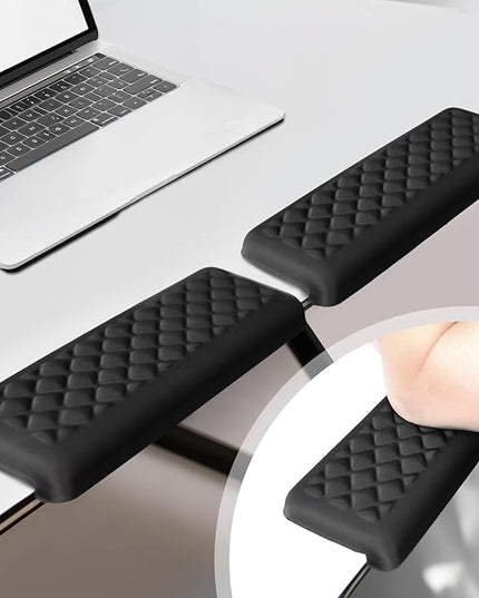 L-Shaped Desk Elbow Pads, 2-Piece Set - Accessories Ergonomic Memory Foam Arm Rest for Office & Gaming Desks, Anti-Slip Edge Cushion to Relieve Elbow & Wrist Pain (11.8"x3.9", Black)