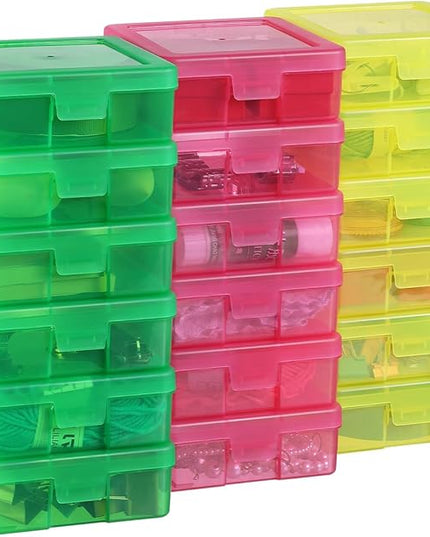 novelinks 18 Pack Small Plastic Storage Containers Clear Arts & Crafts Storage Boxes & Organizers Stackable Small Containers With Lids For Organizin (Set 3)