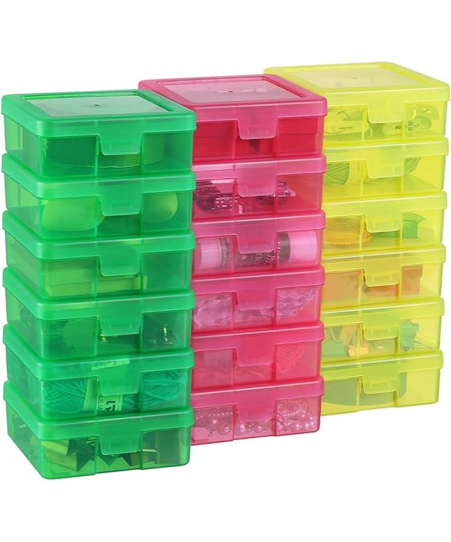 novelinks 18 Pack Small Plastic Storage Containers Clear Arts & Crafts Storage Boxes & Organizers Stackable Small Containers With Lids For Organizin (Set 3)