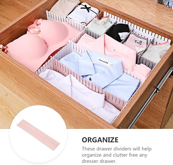 Plastic Drawer Dividers 16pcs Set 4 Sets Pink Long 37X7Cm Plastic Storage Organizer for Socks Underwear Closet Organization and Drawer Separation