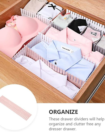 Veemoon Plastic Drawer Dividers DIY Long Plastic Shelf Dividers 37x7cm Pink 16 Pieces for Drawer Organization and Storage Rack, Classification Baffle for Home and Office Use