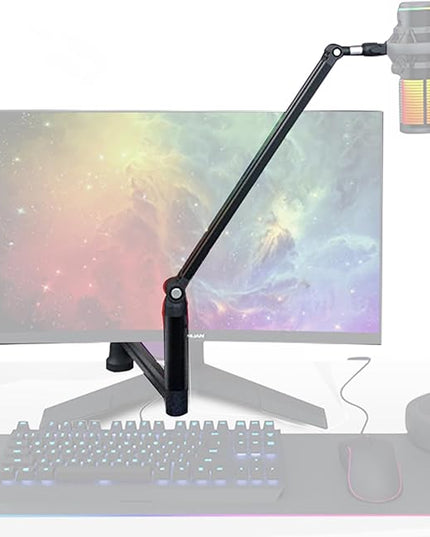 mic Boom Arm Low Profile Adjustable Stick Microphone Arm Stand with Desk Mount Clamp Screw Adapter Cable Management,for Audio-Technica shure sm58 beta58 sm7b blue yeti