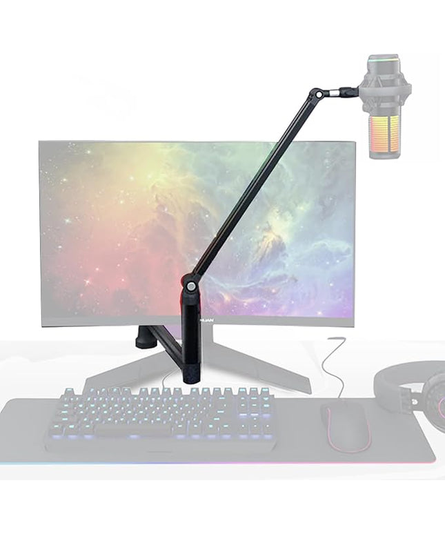 mic Boom Arm Low Profile Adjustable Stick Microphone Arm Stand with Desk Mount Clamp Screw Adapter Cable Management,for Audio-Technica shure sm58 beta58 sm7b blue yeti