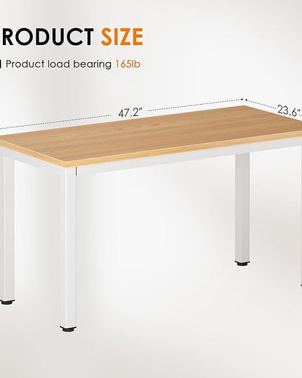 DlandHome 47 inches Medium Computer Desk, Composite Wood Board, Decent and Steady Home Office Desk/Workstation/Table, BS1-120TW Teak and White Legs, 1 Pack