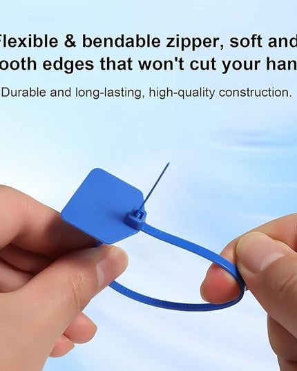 8 in Marker Nylon Cable Ties, Plastic Water Proof Tags, Self-Locking Written-on Cable Marker, Security Seals Label for Cabling, Wire Marking Label, Shipping Hanging Tags - Blue/ 100pcs