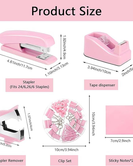 Office Supplies,Desk Accessories,with Stapler, Tape Dispenser,Desk Organizer,Folding Phone Holder,Pen,Journal Notebook,Scissor,Staple Remover,Staples,Clear Tape,Sticky Notes,Paper Clips,Bookmark,Ect