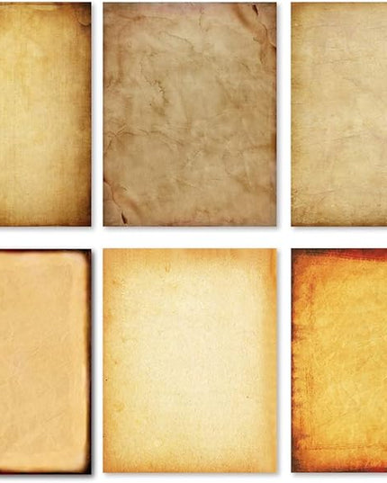 60 Pack Antique Stationery Paper - Old Fashion Aged Classic Vintage Assorted Design – Double-side Parchment Paper - Perfect for Certificate, Crafting, Invitations & other Art Projects - 8.5x11 Inches