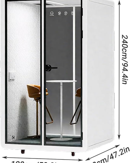 Mobile Office Pod Booth, Quiet Meeting Pod with Acoustic Panels, Sound Proof Room with Desk, Portable Removable Working Booth for Private Phone Calling Study,128cm