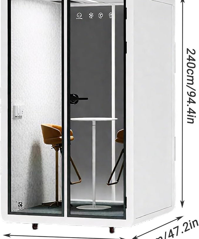 Mobile Office Pod Booth, Quiet Meeting Pod with Acoustic Panels, Sound Proof Room with Desk, Portable Removable Working Booth for Private Phone Calling Study,128cm