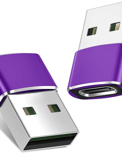 Basesailor USB to USB C Adapter 2 Pack,Type C Female to A Male Power Adapter for iPhone 15 14 13 12 Mini Pro Max,Airpods,iPad Air 4 5,Samsung Galaxy Note 10 20 S21 S22 S23 FE Plus Ultra,Google Pixel 6