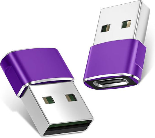 Basesailor USB to USB C Adapter 2 Pack,Type C Female to A Male Power Adapter for iPhone 15 14 13 12 Mini Pro Max,Airpods,iPad Air 4 5,Samsung Galaxy Note 10 20 S21 S22 S23 FE Plus Ultra,Google Pixel 6