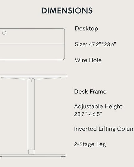 Adjustable Standing Desk, 47x24 Inches Home Office Desk with Memory Preset, Home Office Desk Computer Workstation Splice Black Top + Black Frame