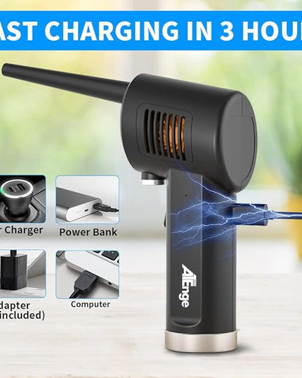 Electric Air Duster, Cordless Air Duster, Rechargeable Compressed Air Duster, 33000 RPM Air Blower, Two Smart Start Modes, Good Replacement for Compressed Air Can, Reusable Dust Destroyer…