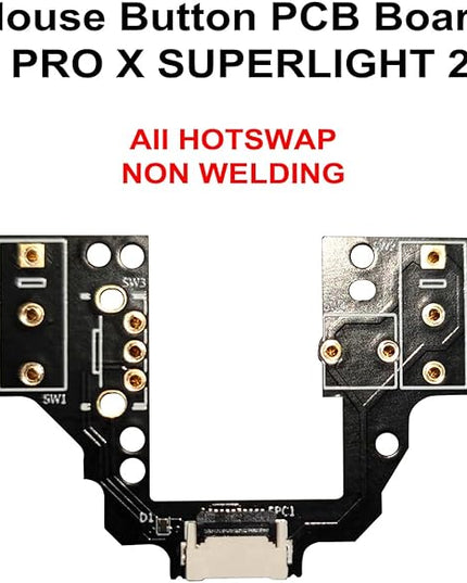 Hot-Swap Micro Switch PCB Kit for Logitech G Pro X Superlight 2 DEX GPW4 Mice – ENIG Gold Pads, 6-Claw Clamps | Fix Double-Click & Customize Clicks