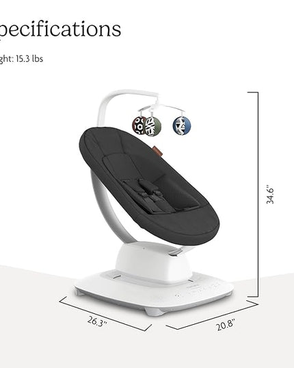UPPAbaby Mamaroo Smart Swing – Customizable Soothing Modes with MotionSync Technology – Infant Recline + Bluetooth Enabled – Included Newborn Insert – Jake (Charcoal Mélange)