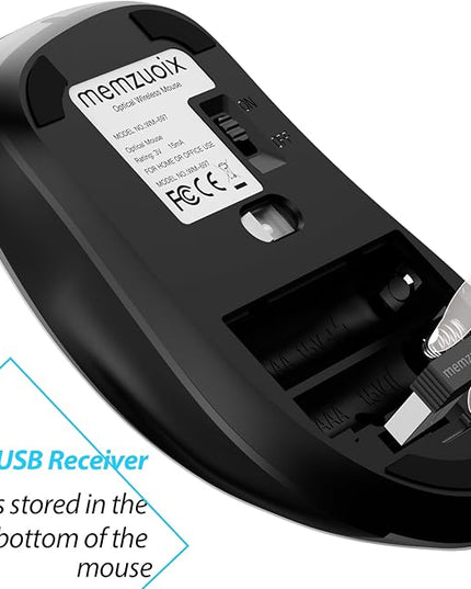 memzuoix 2.4G Wireless Mouse, 1400 DPI Mobile Optical Cordless Mouse with USB Receiver, Portable Computer Mice Wireless Mice for Laptop, PC, Desktop, MacBook, 5 Buttons (Gunmetal)
