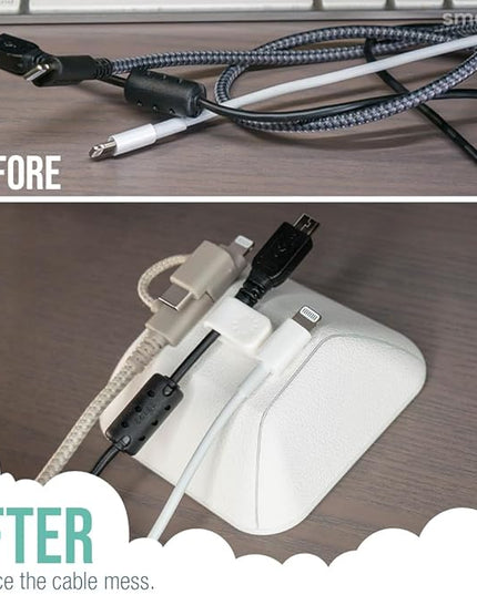 Smartish® Magnetic Cord Holder - Cable Wrangler Organizer Stocking Stuffer with Magnet Clips for Charger Management on Desktop, Nightstand for USB-C + Lightning - Snow Day White
