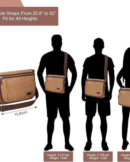 Modoker Messenger Bag for Men, 13 Inches Laptop Satchel Bags, Canvas Shoulder Bag with Bottle Pocket