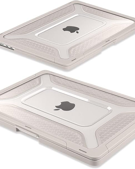 Batianda Extreme Heavy Duty Case for New MacBook Air 13.6 inch 2025 M4 2024 2022 A3240 A3113 A2681 - Anti-Slip Rubberized Stand (Holds 25lbs) Honeycomb Exoskeleton Max Cooling & Stability - Rock Gray