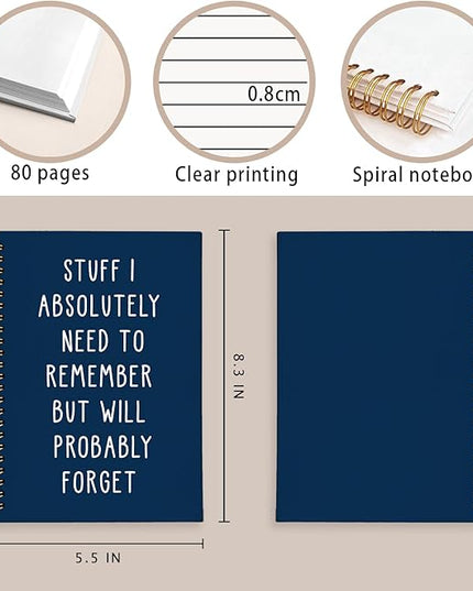 LIANGW Funny Navy Blue Notebooks for Work, Funny Work Gifts for Coworkers & Boss, Coworker Office Gifts for Men Women, Fun Spiral Notebooks Journals for Writing, Funny Office Supplies 5.5x8.3 Inch
