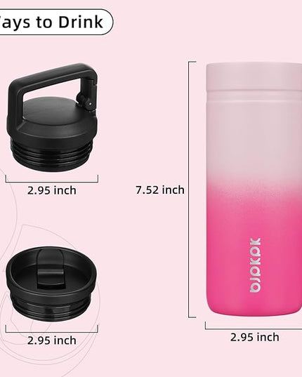BJPKPK Insulated Water Bottle with 2 Lids,20 oz Double Wall Stainless Steel Vacuum Tumbler Travel Coffee Mug,Wide Mouth Thermal Cup,Cherry Blossom