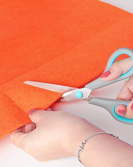 Asdirne Scissors Set of 4, Premium Stainless Steel Razor Blades, Ergonomic Semi-Soft Rubber Grip, Suitable for School, Office and Family Daily Use, 9.6''/8.5''/6.4"/5.4", Blue&Gray