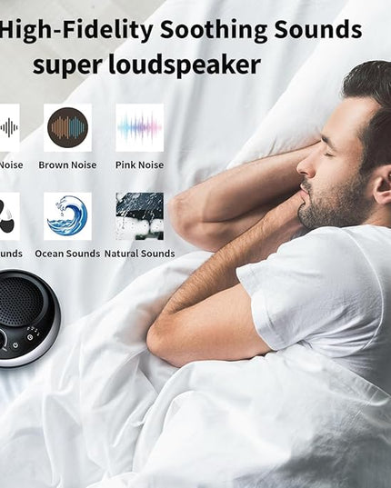 Rechargeable Portable Brown Noise Machine 2000mAH Large Battery Sound White Noise Machine 30 Soothing Sounds for Baby Kids Adults Sleep Machine Auto-Off Timer for Travel Camping and Home