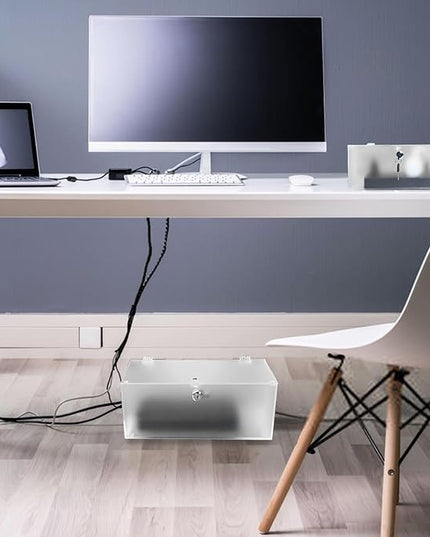 Cable Management Box with Lock,Cable Organizer Box & Power Strip Cover,Frosted Acrylic, Wire Storage and Organization for Cords,Suitable for TV, Computer,Child and Pet Proof(2PC)
