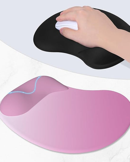 ITNRSIIET Ergonomic Mouse Pad, Cushioned Gel Wrist Rest, Non-Slip Base, Smooth Surface, Compatible with All Mice for Office & Gaming, Desk Accessory, 9.5 x 8.2 inch, Soft Pink Gradient