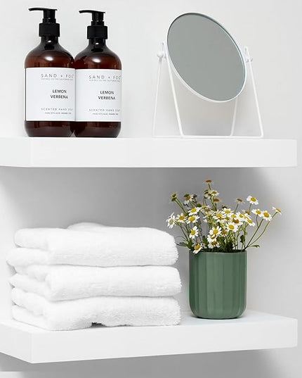 Homeforia White Floating Shelf 18 inch, High End Solid Real Wood 18inch Bathroom Floating Shelves for Wall Mounted, White Wooden 18in Floating Shelves, Heavy Duty Bracket, 18 X 6.5 X 1.75 in, Set of 4