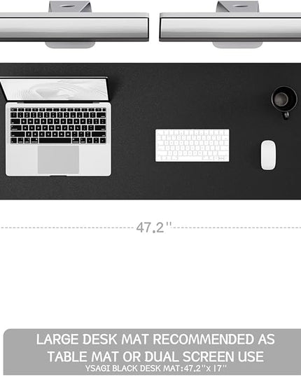 YSAGi Non-Slip Leather Desk Pad Long Size, Waterproof Laptop Computer Desk Keyboard Mat, Table Protector Blotter Mat, Large Mouse Pad for Office/Work/Home/Decor(Black, 47" x 17")