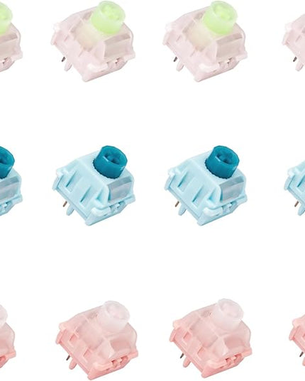 WS BigLucky Keyboard Switches: 5 Pins Mechanical Click Linear Tactile Switches Factory Pre Lubed Key Switch for MX Mechanical Keyboard 12Pcs (Multicolor)