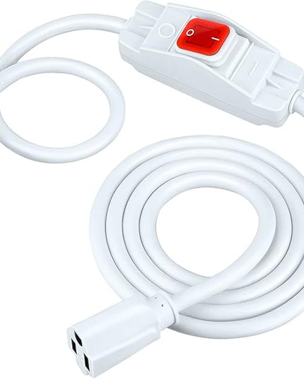 Weewooday 3 Prong Outdoor Extension Cord with Waterproof Switch 1875W Heavy Duty 14/3 SJT Cable Inline On/Off 15A 125V Grounded Outlets Plugs for Appliances (White, 6.6 ft), (HU-XI-85)
