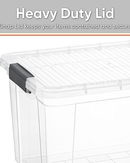Superio Storage Bins with Lids- 6 Pack, 4.75 Qt Clear Boxes for Organizing, Stackable Plastic Containers- BPA Free, Non-Toxic, Odor Free, Organizer for Home, Office, Dorm