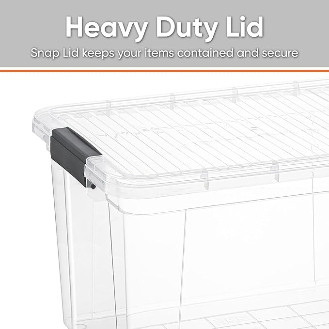 Superio Storage Bins with Lids- 6 Pack, 4.75 Qt Clear Boxes for Organizing, Stackable Plastic Containers- BPA Free, Non-Toxic, Odor Free, Organizer for Home, Office, Dorm