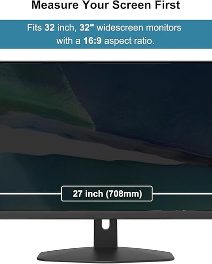 Pozlle 32 Inch Hanging Computer Privacy Screen Protector Shield Compatible for 16:9 Widescreen Desktop Monitor - Anti-UV & Blue Light Filter - Hanging Design for Easy On/Off