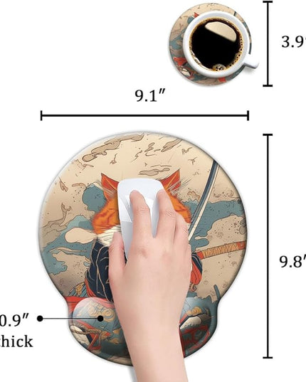 Ergonomic Mouse Pad with Wrist Support,Mouse Pad with Wrist Rest,Relieve Wrist Pain Mousepad Non-Slip Rubber Base,Mouse Pads for Desk,Computers,Laptop,Office,Home,Accessories Cute Cat