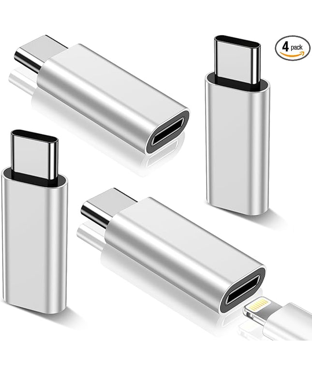 𝟒𝐏𝐚𝐜𝐤 𝐔𝐩𝐠𝐫𝐚𝐝𝐞𝐝 Lightning to USB C Adapter for iPhone 16/15 Pro Max/Plus,Samsung S25,iPad,Not for Audio,Charging & Data Sync ONLY,Type C Charger Connector,for iPhone 16/15 Charger