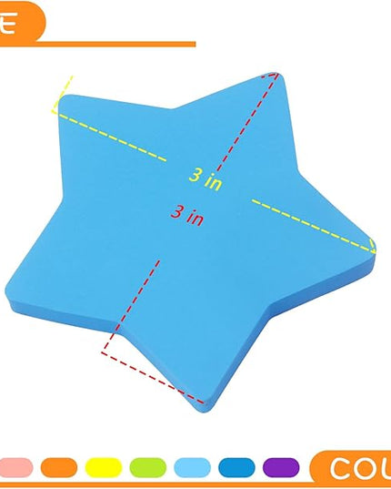 Star Shape Sticky Notes 8 Color Bright Colorful Sticky Pad 75 Sheets/Pad Self-Sticky Note Pads (8 Pads)