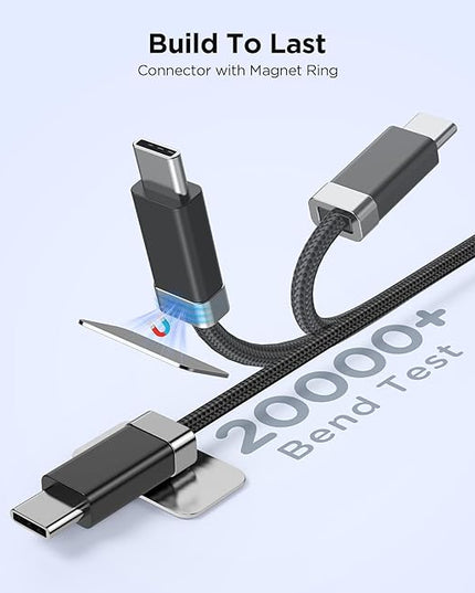 Magtame USB A to USB C Cable 3.3FT, Braided StayCable Built-in Magnetic Holder for Nightstand, Desk&Car, USB Type C Data Cord with 2 Adhesive Metal Plates for iPhone 17,16
