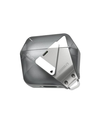 Aulumu A29 Geometric AirPods 4 Case with Lock | Protective Cover with Nylon Buckle | Alloy Armour | Compatible with Apple AirPods 4th (2024) - Translucent Grey