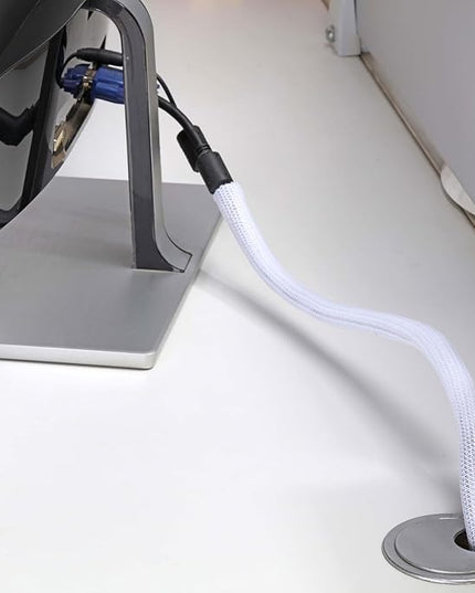 1/2" x100ft Split Sleeve Wire Loom Tubing - Chew-Proof Pet-Safe Cord Protector for USB, Power, Audio/Video Cables | Durable Cable Sleeve to Protect Cats & Wires | Easy Install, White