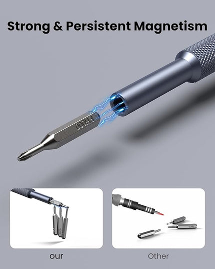 AXTH 50-in-1 Precision Screwdriver Set, Professional Magnetic Small Repair Tool Kit for Electronic Devices, Mini Screw Driver with Flat, Philips, Torx, Hex, Pentalobe, Triwing, Triangle and More