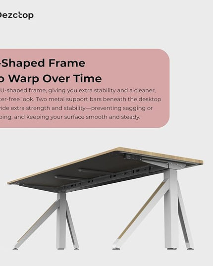 DEZCTOP Revon Pro Electric Standing Desk, 59" x 31.5" Large Work Surface, Height Adjustable (27.6"-47.2"), Sturdy Keel Frame, with Magnetic Modular System, Anti-Collision, Oak for Home Office