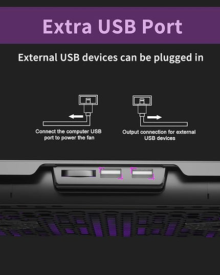 AICHESON Laptop Cooling Pad for 15.6 to 17.3 Inches PC Notebooks, 5 Fans Computer Cooler Stands with Purple Lights Desk Chiller Mat, S035