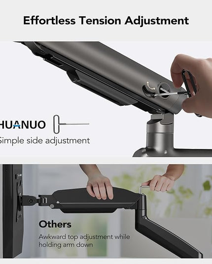 HUANUO Dual Monitor Arm for 13-49" Ultrawide Screens up to 40 lbs, Heavy Duty Aluminum Extra Tall Monitor Desk Mount, Vertical Stacked Fully Adjustable Dual Monitor Mount, Max VESA 100x100
