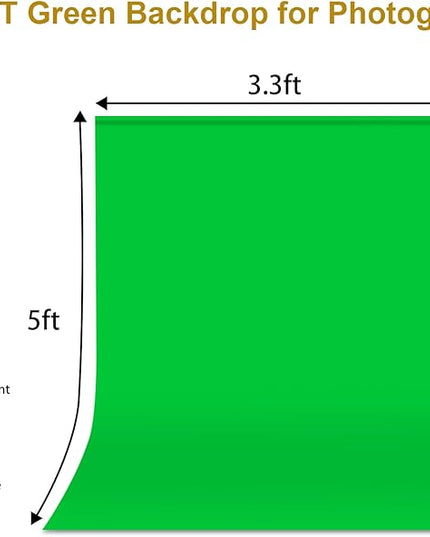 UTEBIT Green Screen Backdrop, 3.3x5 Ft Photography Greenscreen Background for Photo Video Studio, YouTube Video Streaming Zoom, Low Temperature Ironing to Remove Wrinkles