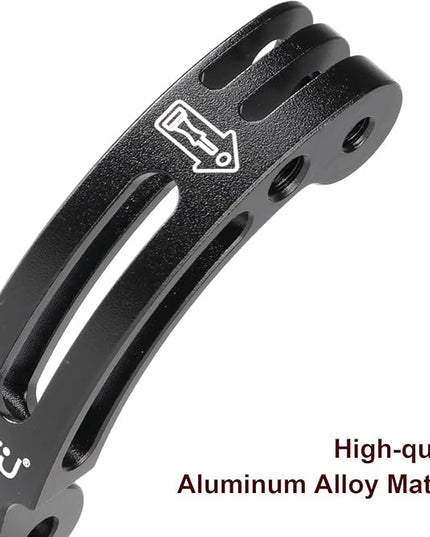 HSU Aluminum Alloy Curved Extension Arm (3”) Metal Pole Mount Helmet Stick Extension Arm Mount for Hero 13/12/11/10/9/8/7/6 Black, DJI Osmo Action 4/3 and More Action Cameras (Black)